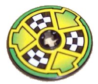 LEGO part Technic, Disk 3 x 3 with Checkered Flags and Arrows on Green Pattern (Sticker) - Set 8241 2723pb026