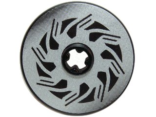 LEGO part Technic, Disk 3 x 3 with Disk Brake Silver / Black Triangle Swirls Pattern (Sticker) - Set 8354 (2723pb038)