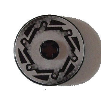 LEGO part Technic, Disco 3 x 3 con Motivo Bullone Esagonale Freno Disco Argento / Nero (Adesivo) - Set 8355 (2723pb040)