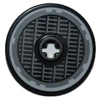 LEGO part Technic, Disk 3 x 3 with SW Millennium Falcon Grille and Light Bluish Gray Outline Pattern (Sticker) - Sets 7965 / 75105 / 75257 2723pb054
