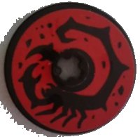 LEGO part Technic, Disk 3 x 3 with Black Scorpion on Red Background Pattern (Sticker) - Set 70589 2723pb065