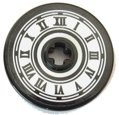 LEGO part Technic, Disk 3 x 3 with HP King's Cross Clock Face with Roman Numerals Pattern (Sticker) - Set 75955 (2723pb071)