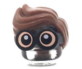 LEGO onderdeel Minifigure, Hair Combo, Large Thick Glasses with Reddish Brown Hair, Parted and Wavy with Light Nougat Skin and White Pupils Pattern (28149pb01)