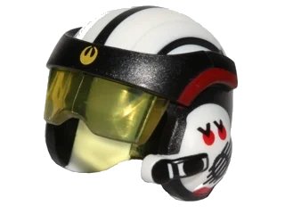 LEGO onderdeel Minifigure, Headgear Helmet SW Rebel Pilot with Trans-Yellow Visor with White Top and Yellow Rebel Insignia on Front Pattern (U-Wing Pilot) (28414c01pb01)