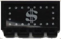 LEGO part Hinge Train Gate 2 x 4 with Dollar Sign Pattern (Sticker) - Set 6765 2873pb01