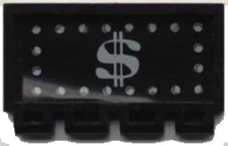 LEGO onderdeel Hinge Train Gate 2 x 4 with Dollar Sign Pattern (Sticker) - Set 6765 (2873pb01)