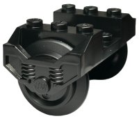 LEGO part Train Wheel RC, Holder with 2 Black Train Wheel RC Train and Chrome Silver Train Wheel RC Train, Metal Axle (2878 / 57878 / x1687) 2878c02