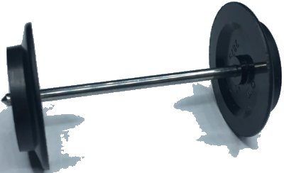 LEGO onderdeel Train Wheel Pair on Chrome Silver Metal Axle with Slots (2879 / bb0837) (2879c01)