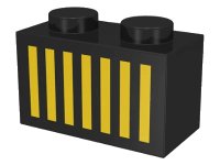 LEGO part Brick 1 x 2 with Yellow Grille with 7 Vertical Lines Pattern 3004p05