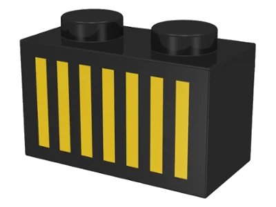 LEGO onderdeel Brick 1 x 2 with Yellow Grille with 7 Vertical Lines Pattern (3004p05)
