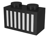 LEGO part Brick 1 x 2 with White Grille with 7 Vertical Lines Pattern 3004p12