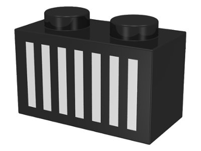 LEGO onderdeel Brick 1 x 2 with White Grille with 7 Vertical Lines Pattern (3004p12)