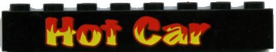 LEGO onderdeel Brick 1 x 8 with 'Hot Car' Pattern (3008pb002)