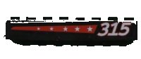 LEGO part Brick 1 x 8 with 5 Stars on Red Stripe and '315' on Right Pattern (Sticker) - Set 6596 3008pb051R