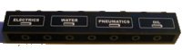 LEGO part Brick 1 x 8 with White 'ELECTRICS', 'WATER', 'PNEUMATICS' and 'OIL' on Black Background Pattern (Stickers) - Set 7939 3008pb117R