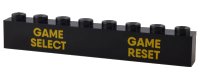 LEGO part Brick 1 x 8 with Bright Light Orange 'GAME SELECT' and 'GAME RESET' Pattern 3008pb177