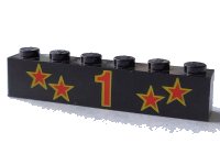 LEGO onderdeel Brick 1 x 6 with Red Number 1 and Four Stars with Yellow Borders Pattern 3009pb044