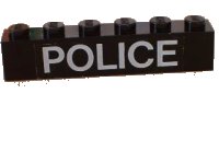 LEGO part Brick 1 x 6 with White 'POLICE' Sans-Serif Thin Pattern (Sticker) - Set 6540 3009pb062