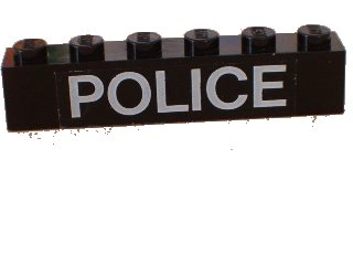 LEGO onderdeel Brick 1 x 6 with White 'POLICE' Sans-Serif Thin Pattern (Sticker) - Set 6540 (3009pb062)