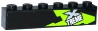 LEGO part Brick 1 x 6 with Lime, Silver and White 'XTREME' Pattern Model Left Side (Sticker) - Set 60085 3009pb191L