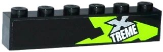 LEGO onderdeel Brick 1 x 6 with Lime, Silver and White 'XTREME' Pattern Model Left Side (Sticker) - Set 60085 (3009pb191L)