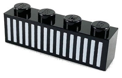 LEGO onderdeel Brick 1 x 4 with White Grille with 15 Vertical Lines Pattern (3010p05)