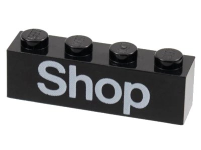 LEGO onderdeel Brick 1 x 4 with White 'Shop' Pattern (3010pb029)