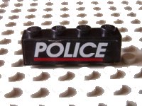 LEGO onderdeel Brick 1 x 4 with White 'POLICE' Red Line on Black Background Pattern (Sticker) - Set 6598 3010pb080