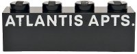 LEGO part Brick 1 x 4 with White 'ATLANTIS APTS.' Pattern 3010pb361