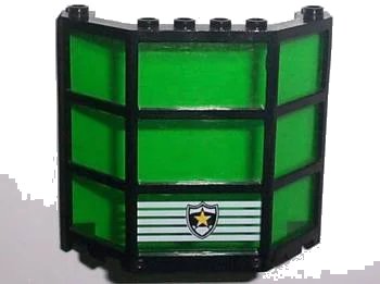 LEGO onderdeel Window Bay 3 x 8 x 6 with Trans-Green Glass and Police Shield Logo Pattern (30185c05pb01)