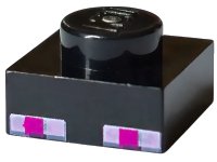 LEGO part Plate 1 x 1 with 4 Bright Pink and 2 Magenta Squares Pattern (Minecraft Enderman Eyes) 3024pb007