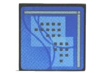 LEGO onderdeel Road Sign 2 x 2 Square with Clip with Curved Blue Lines and Small Black Squares Pattern (Computer Screen) 30258pb018