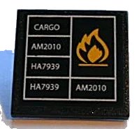 LEGO part Road Sign 2 x 2 Square with Clip with Orange Flame and White Table Pattern (Sticker) - Set 7939 30258pb020