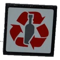 LEGO part Road Sign 2 x 2 Square with Clip with Red Recycling Arrows and Bottle Pattern (Sticker) - Set 4206 30258pb029