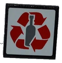 LEGO onderdeel Road Sign 2 x 2 Square with Clip with Red Recycling Arrows and Bottle Pattern (Sticker) - Set 4206 (30258pb029)