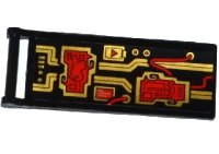 LEGO part Flag 7 x 3 with Bar Handle with Red Wires and Gold Circuitry Pattern (Sticker) - Set 70738 30292pb028