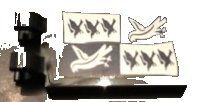 LEGO part Tile, Modified 2 x 3 with 2 Clips with Ravenclaw Banner Pattern (Sticker) - Set 71043 30350bpb092