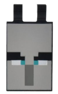 LEGO onderdeel Tile, Modified 2 x 3 with 2 Clips with Minecraft Pixelated Black Eyebrows, Dark Turquoise Eyes and Dark Bluish Gray Nose Pattern 30350bpb108