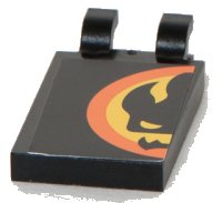 LEGO part Tile, Modified 2 x 3 with 2 U Clips with Agents Dr. Inferno Logo Pattern Right Half (Sticker) - Set 8630 30350cpb028