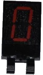 LEGO part Tile, Modified 2 x 3 with 2 Clips with Red Digital Number 0 Pattern (Sticker) - Set 3368 30350pb014