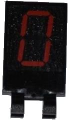 LEGO onderdeel Tile, Modified 2 x 3 with 2 Clips with Red Digital Number 0 Pattern (Sticker) - Set 3368 (30350pb014)
