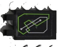 LEGO part Tile, Modified 2 x 3 with 2 Clips with Lime and Silver Exo-Force Circuitry Pattern (Sticker) - Set 7713 30350pb041