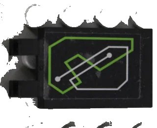 LEGO onderdeel Tile, Modified 2 x 3 with 2 Clips with Lime and Silver Exo-Force Circuitry Pattern (Sticker) - Set 7713 (30350pb041)