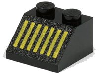 LEGO part Slope 45 2 x 2 with Yellow Grille with 7 Vertical Lines Pattern 3039p10