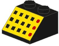LEGO onderdeel Slope 45 2 x 2 with 12 Buttons and 3 Red Lamps on Yellow Background Pattern 3039p33