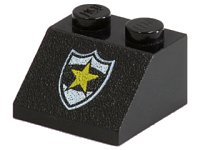 LEGO part Slope 45 2 x 2 with Police Yellow Star Badge Pattern 3039pb017