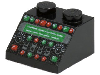 LEGO onderdeel Slope 45 2 x 2 with Control Panel with Red and Green Lamps Pattern (3039pb048)