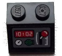 LEGO onderdeel Slope 45 2 x 2 with Gauge, Clock, Radio and Red Lever Pattern (Sticker) - Set 60051 3039pb085