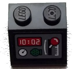 LEGO onderdeel Slope 45 2 x 2 with Gauge, Clock, Radio and Red Lever Pattern (Sticker) - Set 60051 (3039pb085)