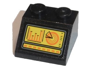 LEGO onderdeel Slope 45 2 x 2 with Computer Screen with Red Dotted Line and Bar Graph Pattern (Sticker) - Set 76034 (3039pb113)